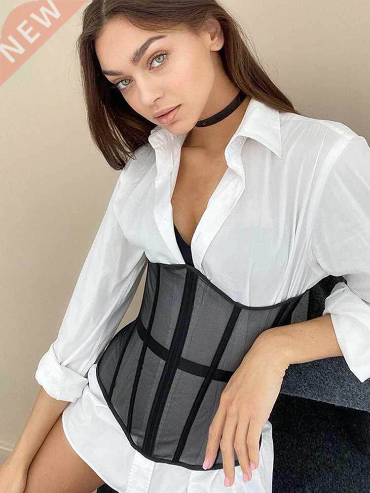 Women Mesh Corset Wide Waist Cummerbunds Elastic Corset Body