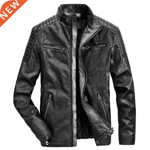 Men 2020 Autumn New Motor Casual Vintage Thick Leather Jacke