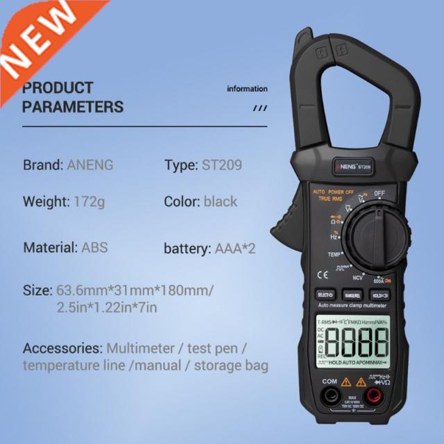 6000 Counts True RMS Clamp Meter Digital Multimeter NCV Squa