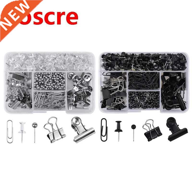 500PCS Office Stationery Set Drawing Pins Paper Clips Push P