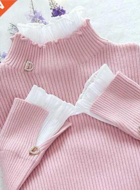 Korean Fashion Patchwork Warm Sweater Women Elegant Long Sle