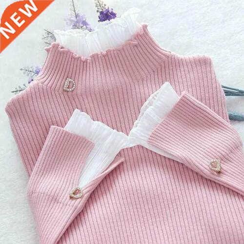 Korean Fashion Patchwork Warm Sweater Women Elegant Long Sle