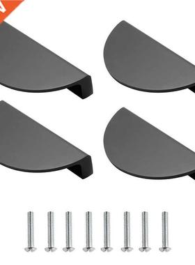 4PCS Black Drawer Pulls Semi Circular Cabinet Handles with S
