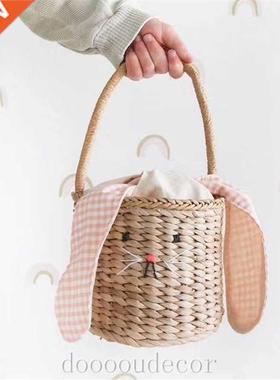 Children's adults rattan Bucket beach straw bag women should