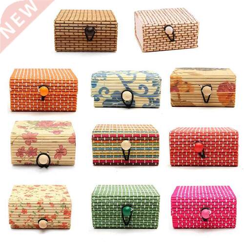 Jewelry Box Ring Necklace Earrings Bamboo Wooden Case Jewelr