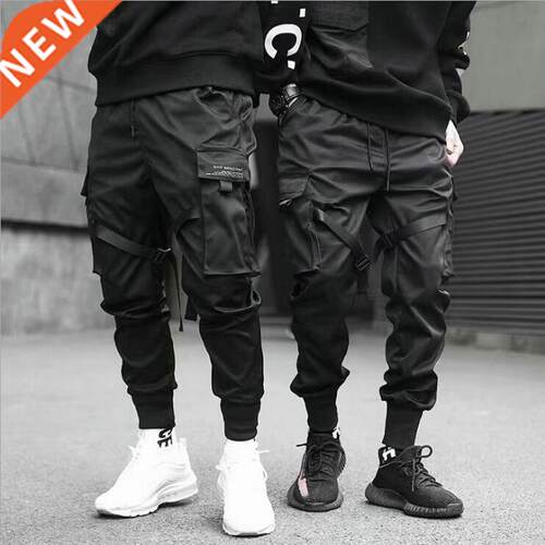 Ribbons Harem Joggers Men Cargo Pants Sreetwear 2022 Hip Hop
