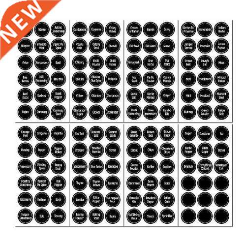Kitchen Round Spice Labels -288 Printed Chalkboard Spice