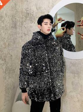 Winter Thickening Sequin Jacket Men's Warm Parka Men Fashion