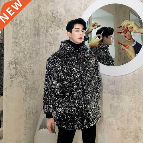 Winter Thickening Sequin Jacket Men's Warm Parka Men Fashion