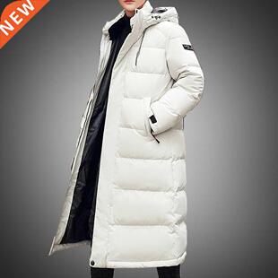 Men Down Jacket Long Parka Coat 90% White Duck Down Coat Men
