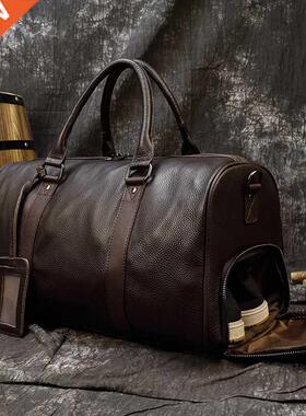 Fashion Genuine Leather Duffel Bag Big Cow Leather Men Women