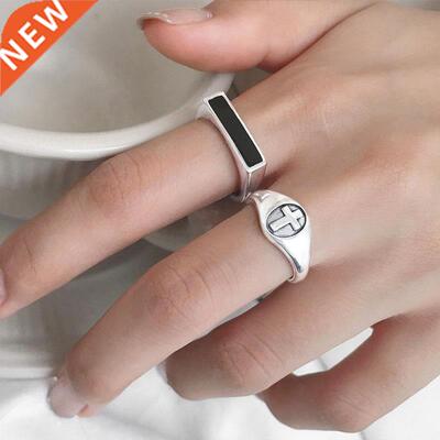 Black Resn Mold Small Square Fnger Rngs For Women Fasho