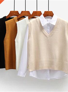 Women Sweater Vest Spring 2021 Autumn Women Short Loose Knit