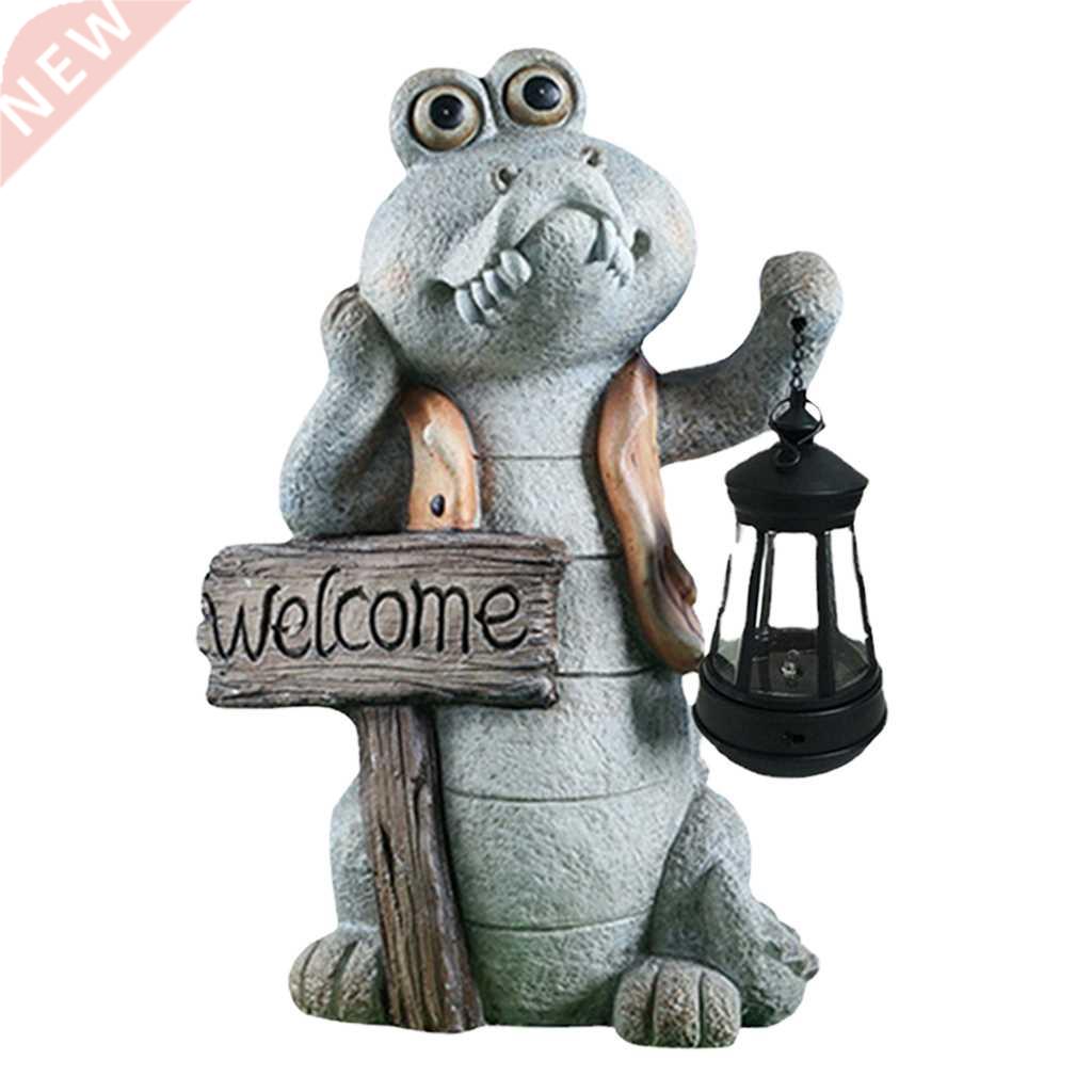 Outdoor Garden Crocodile Statue Solar LED Lantern Light图片