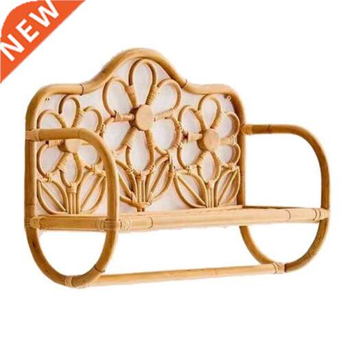 Rattan Wall Shelf Flower-Shaped Decor Storage Rack For Bathr