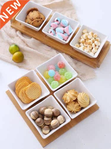 Ceramic Fruit Bamboo and Wood Squared DISH Creative Simple