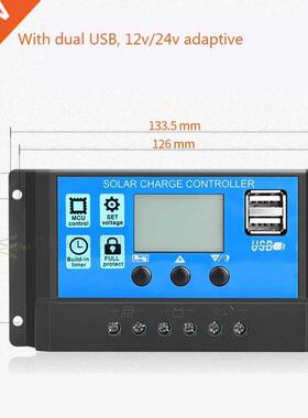 30A/20A/10A 12V 24V Auto Solar Charge Controller PWM Control