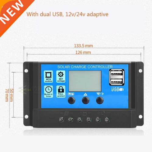 30A/20A/10A 12V 24V Auto Solar Charge Controller PWM Control