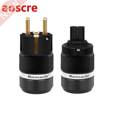 Monosaudio E100G+F180G Audio gold plated Schuko power plug c