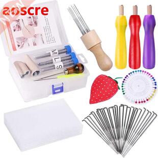 11 PCS Felting Needle Tool Kit With Colored Wood , Awl, Ins