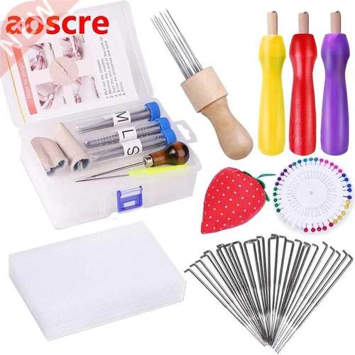 11 PCS Felting Needle Tool Kit With Colored Wood , Awl, Ins