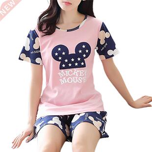 Summer Women Comfortable Cute Pajama Set Girl Print Pyjama S
