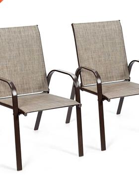 2PCS Patio Chairs Outdoor Dining Chair Durable Garden Deck