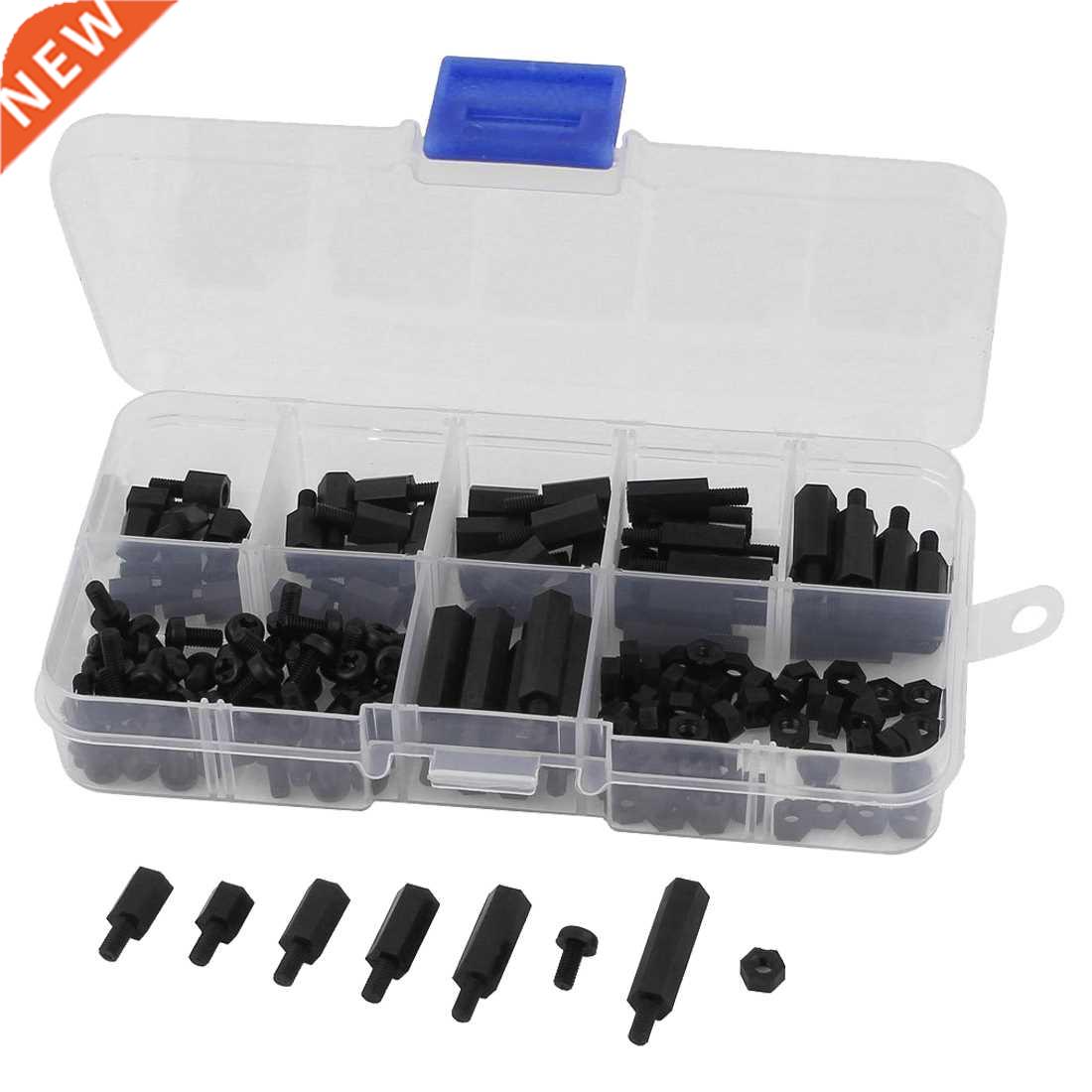 180 Pcs M3 Nylon Hex Spacers Screw Nut Stand-off Assortment - 实物图