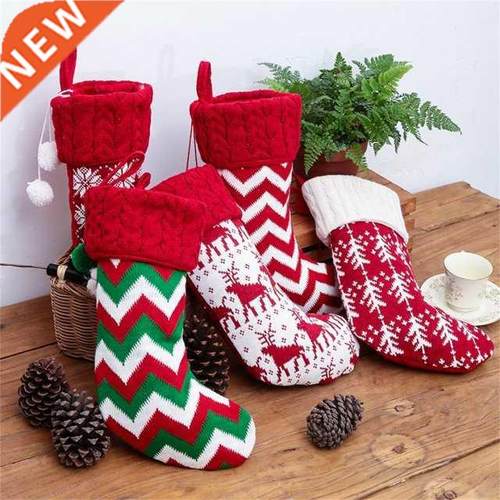 Knitted Christmas Sock Decoration Xmas Stocking Candy Snack