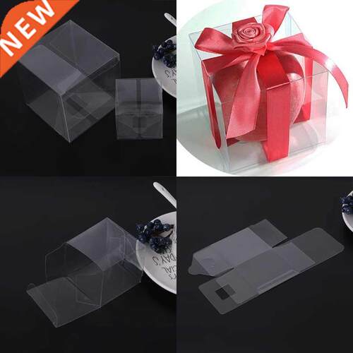New Hot 10Pcs Transparent PVC Plastic Cube Cake Wedding