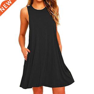 High Quality Fashion Women Black Blue Dress Summer Short Sle