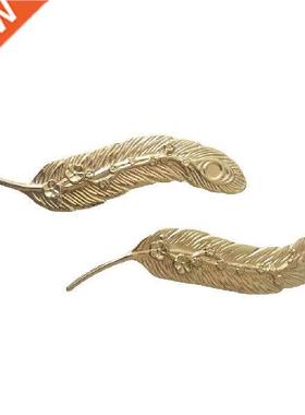 1pc Leaf Shape Wardrobe Knob Brass Furniture Handles Door