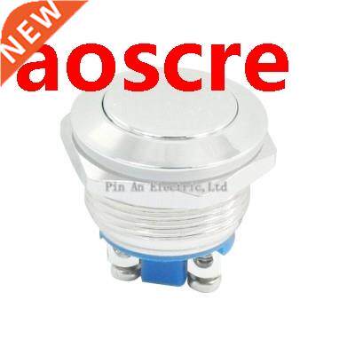 19mm Flush Mounted Momentary SPST Round Flat Metal Push Butt