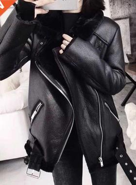 Ailegogo 2021 Winter Coats Women Thick Faux Leather Fur Shee