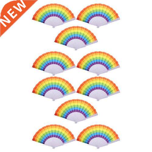 10pcs Dance Foldable Fans Rainbow Color Fans Fans Photo