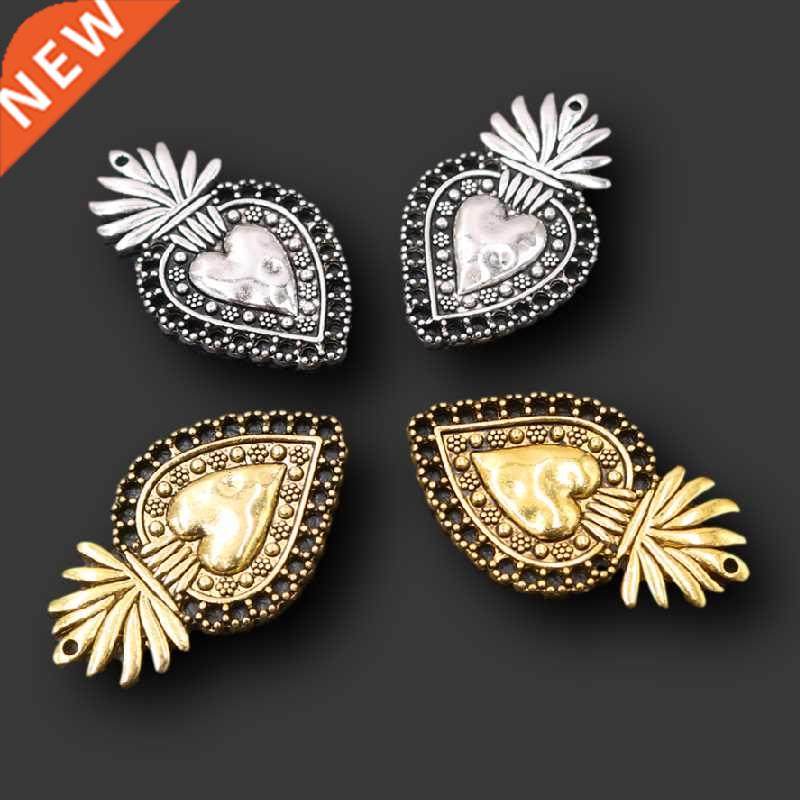 6pcs Christian Acred Sacred Heart Charm Mexico Milagro Flam