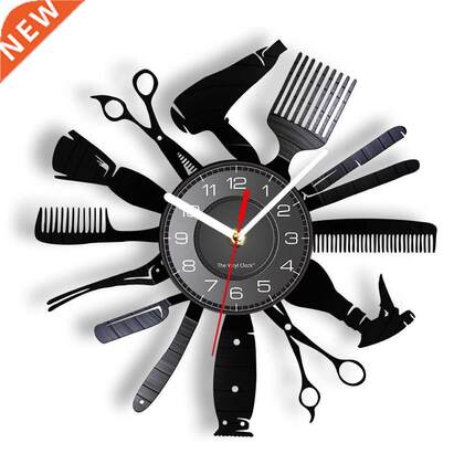 Hairdressing Tools Color Changing Wall Light Clock Hair Salo