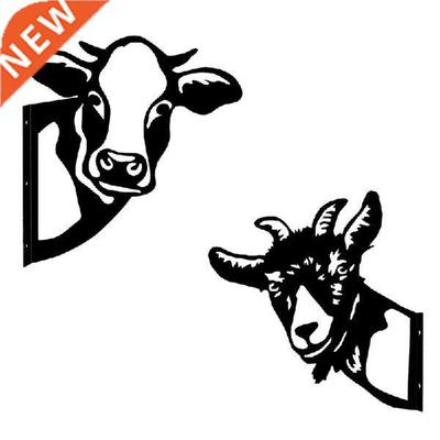 2Pcs Peeping Cow Goat Metal Yard Art, Backyard Decorations