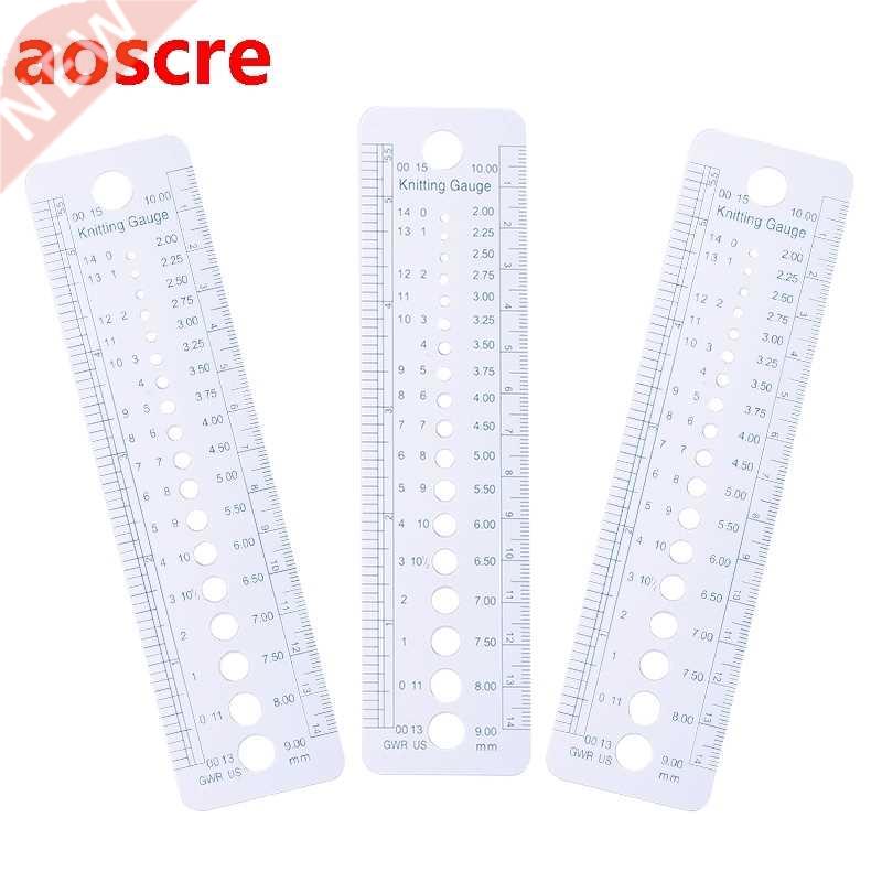 1pcs Plastic Sewing Knitting Needle Gauge Inch cm Ruler Ste