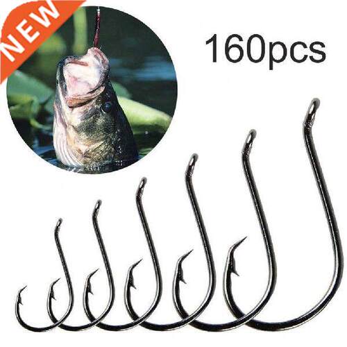 160Pcs/Box Offset Circle Fishing Hooks High Carbon Steel