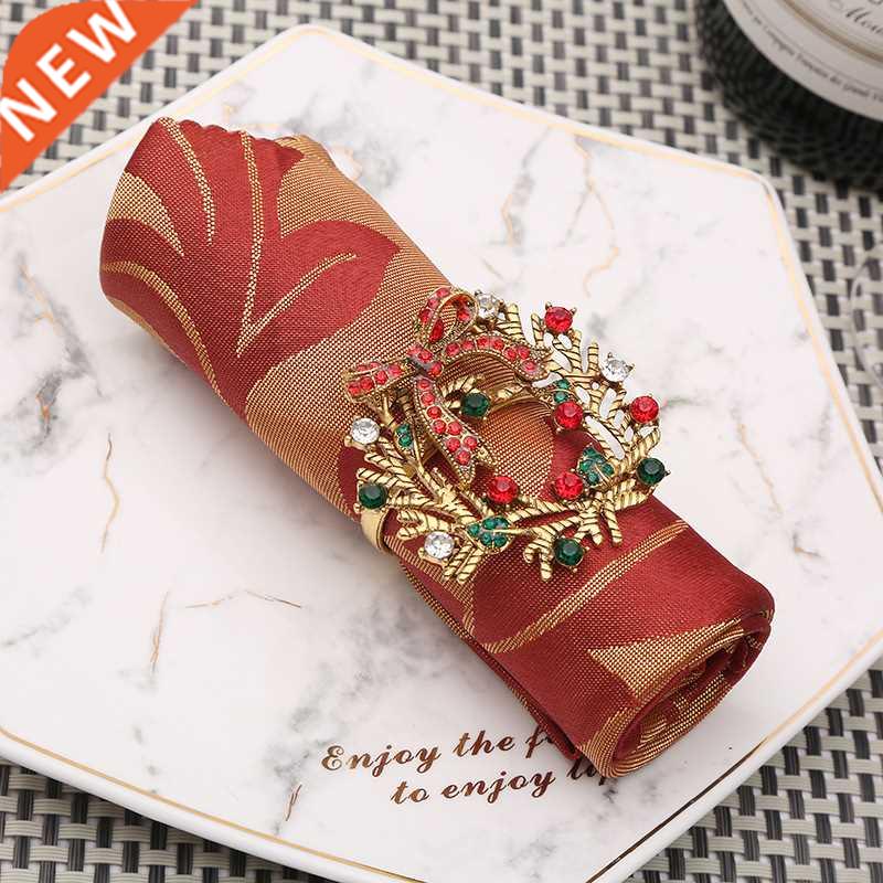 6pcs High-end Christmas tree napkin ring bow flower wreath m