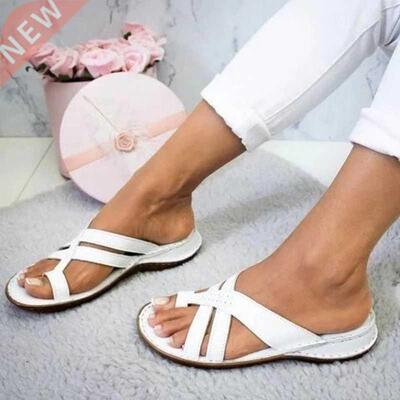 New Women Wedge Sandals Casual Flat Shoes Female PU Casual S