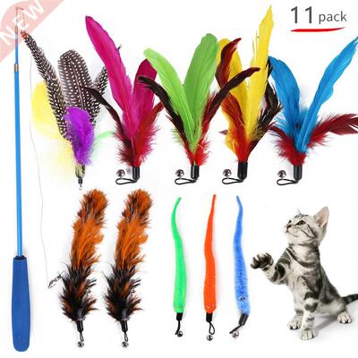 11 PCS Replacement Cat Feather Toy Set, Cat Feather Teaser W