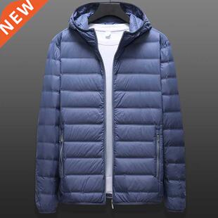 Large Size Winter Hooded Ultra Light Down Jacket Men Windbre
