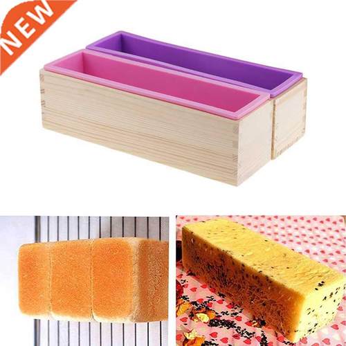 Kitchen Rectangle Silicone Cake Making Mold Wooden Box