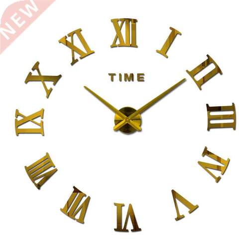 New creative large acrylic mirror wall clock diy quartz watc