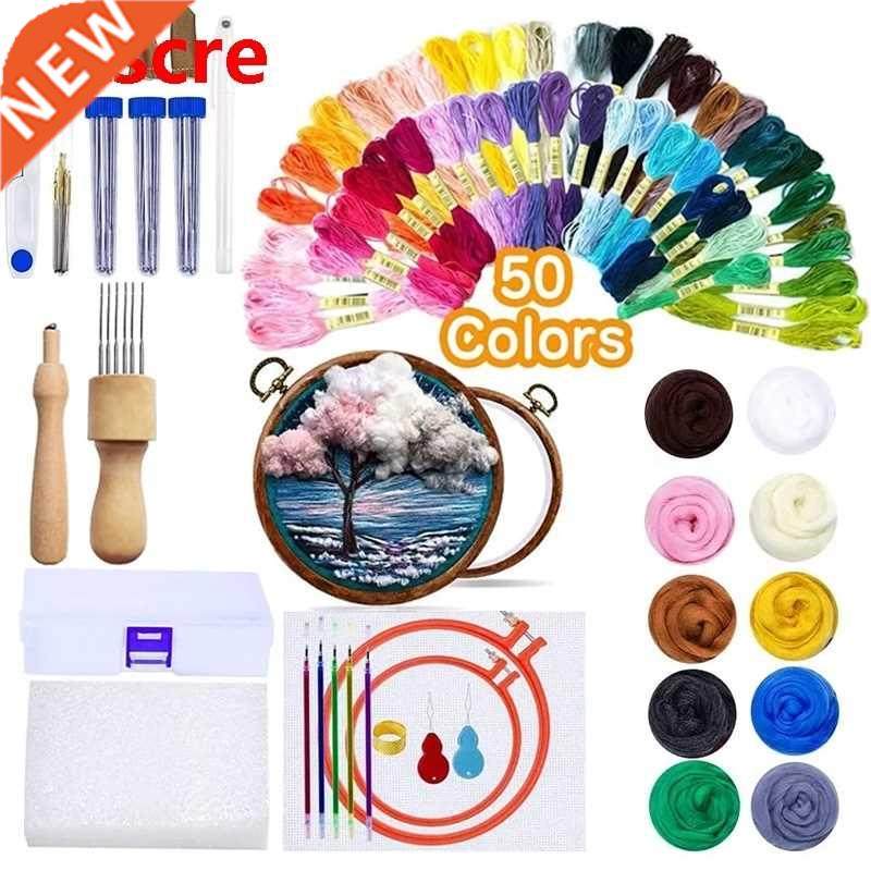 145PCS 3D Wool Embroidery Kit, Needle Felting Supplies And E