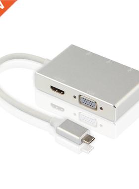 Type-C To HDMI-compatible VGA USB C 3.0 Hub apter for MacB