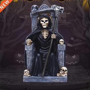 Halloween Resin Death, Grim Reaper Statue Sitting On
