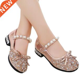 Spring Girls Shoes Bead Mary Janes Flats Fling Princess Glit